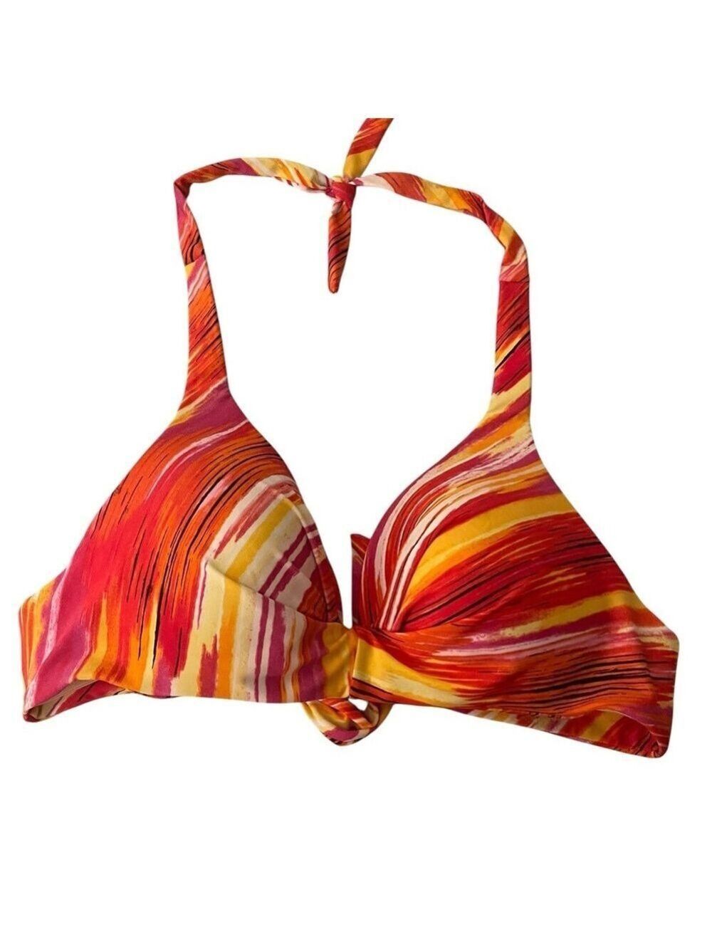 Beach Diva Women's Swimsuit Bikini Top Pink Orange Yellow White Size: 8